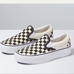 Vans Asher platform checkered slip-on—Worn once!